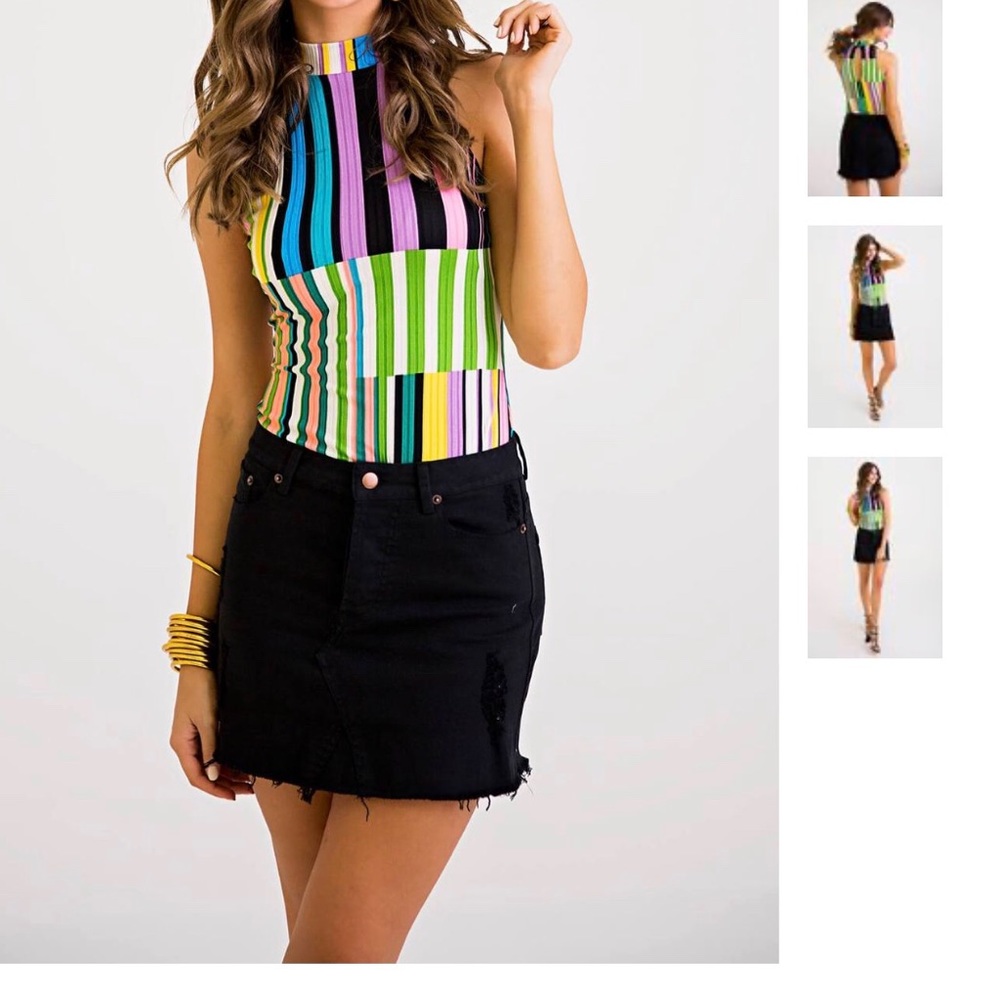 NWT! Karlie brand black denim skirt